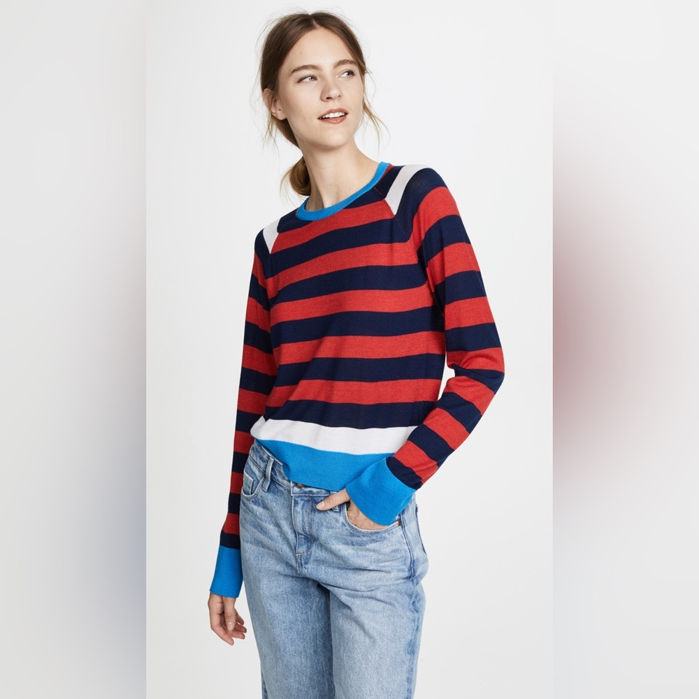 🎉HP🎉 Equipment 💫EUC💫 Axel Stripe Sweater - Ribbon Red Multi - M - Silk Blend - Picture 1 of 11